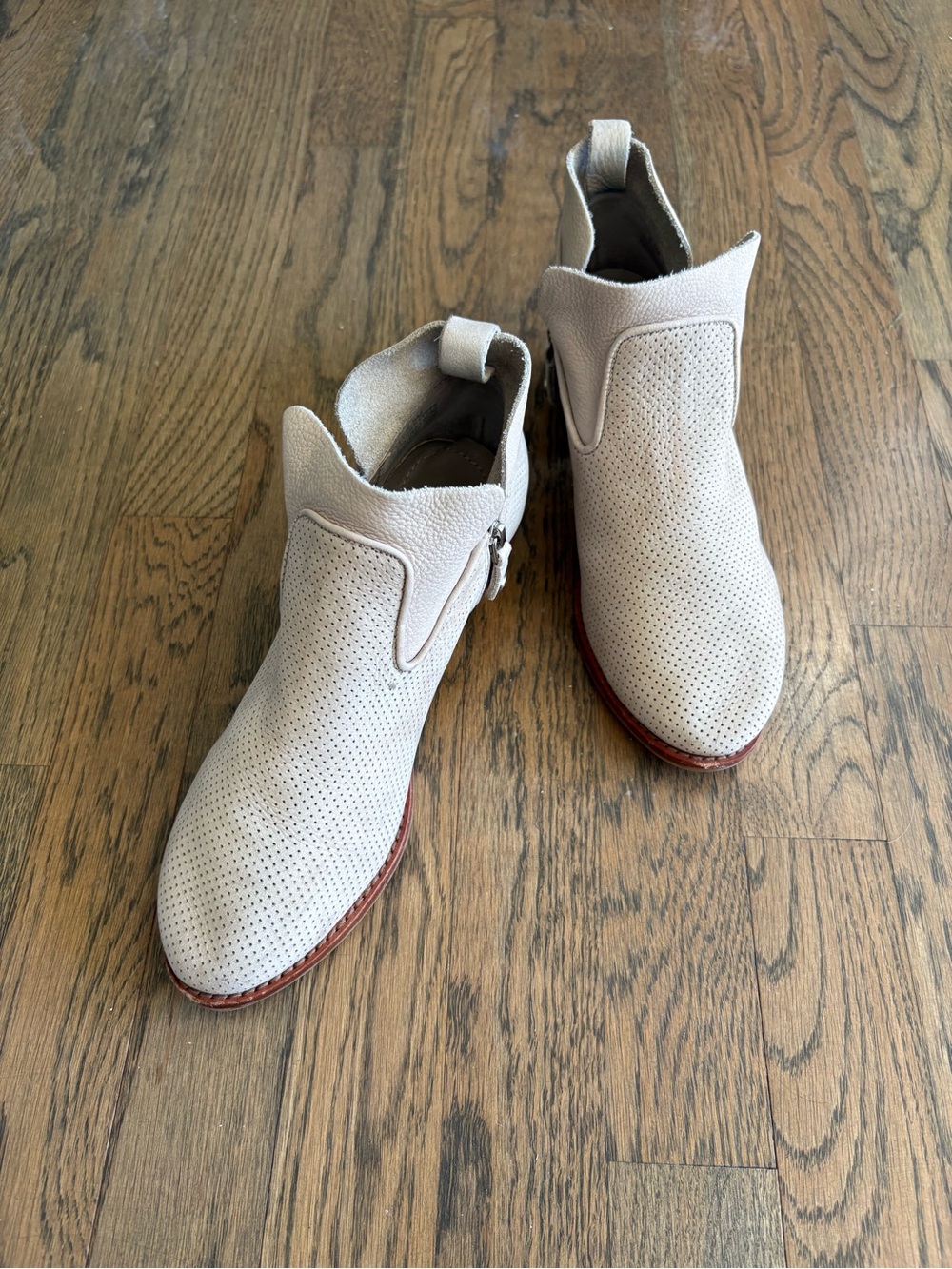Nurture by Lamaze Perforated Light Taupe Suede Ankle Booties
